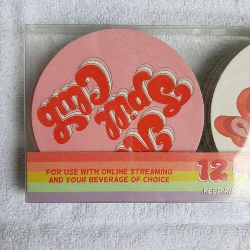 Molly & Rex "Optimistic Messages" Set 12 Coasters Rainbow Retro - Picture 11 of 11